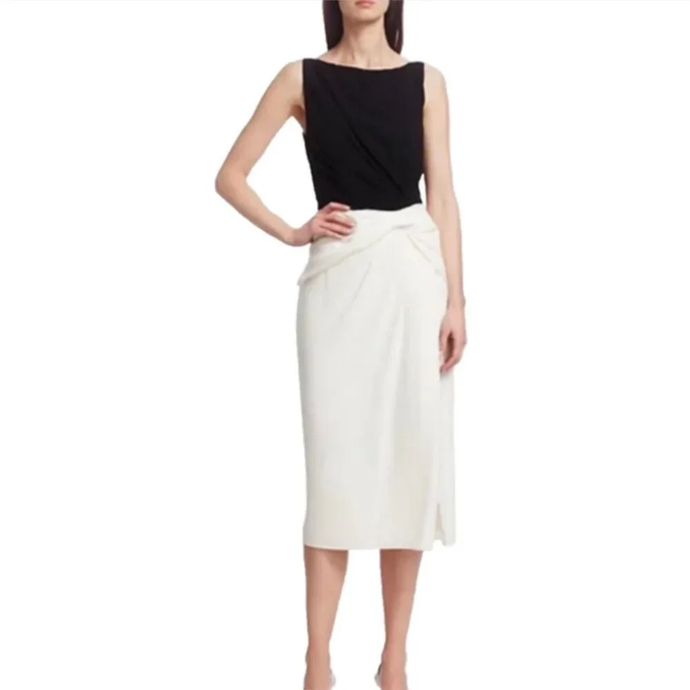 NWOT Jason Wu Collection Two Tone Crepe Sheath Dress In Black Chalk